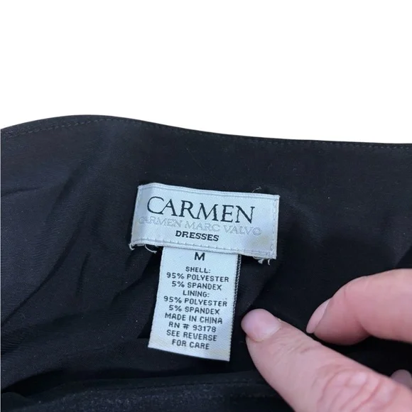 Carmen Marc Valvo Black Dress with Colorful Ornate Design - Picture 7 of 9